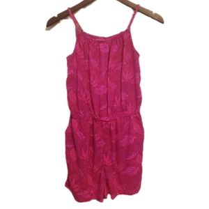 Cherokee Fuchsia Palm Print Romper Large
